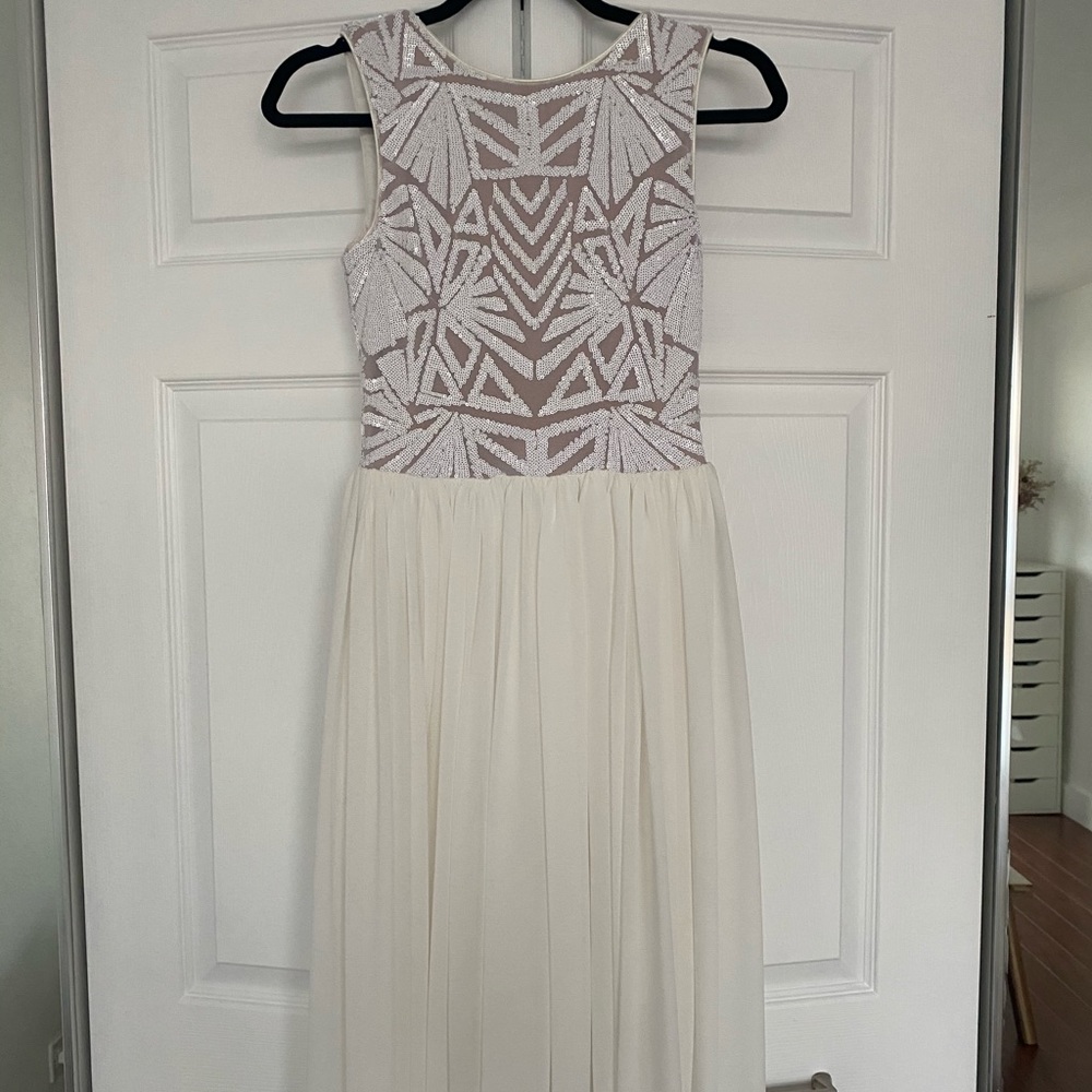 Dress the population white midi dress